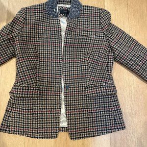 J. Crew Schoolboy Tweed Houndstooth Plaid Jeweled Rhinestone Blazer  Size 12